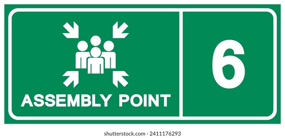 Assembly Point 6 Symbol Sign, Vector Illustration, Isolated On White Background Label .EPS10 