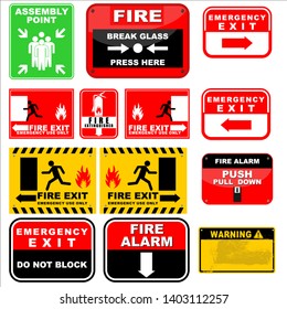 assembly point, exit, alarm sticker vector