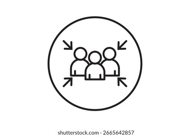 Assembly point icon concept outline symbol.evacuation assembly point sign. Assembly point icon. Safety Signs. Evacuation Plan
