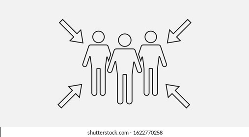 Assembly point icon. Emergency evacuation assembly point sign vector illustration. Outline vector icon