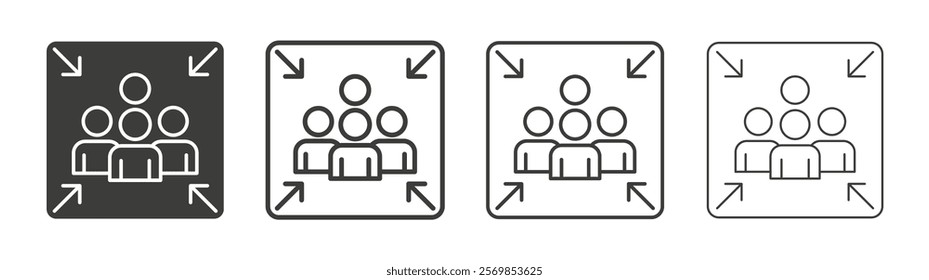 Assembly point icon flat and linear vector illustration on white background.