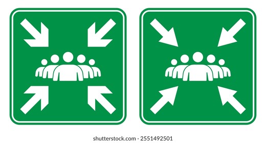 Assembly point icon. Gathering location. Assembly point evacuation vector design template illustration.