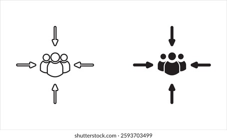Assembly point icon set. Gathering location. Vector illustration