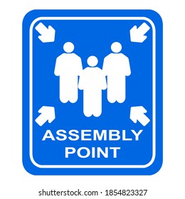 Assembly point icon in trendy blue color style design. Vector illustration isolated on white background.