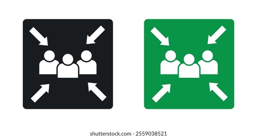 Assembly point icons in black and colored version