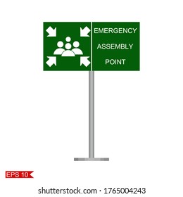 assembly point. illustration of warning board, gathering point.