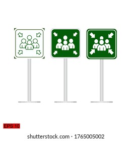 
punto de ensamblado. ilustración del panel de advertencia, punto de reunión.