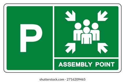 Assembly Point Letters P Symbol Sign, Vector Illustration, Isolated On White Background Label.EPS10 