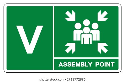 Assembly Point Letters V Symbol Sign, Vector Illustration, Isolated On White Background Label.EPS10 