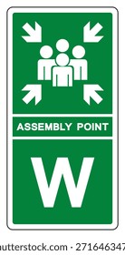 Assembly Point Letters W Symbol Sign, Vector Illustration, Isolated On White Background Label.EPS10 