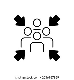 Assembly point linear icon. Gathering location, evacuation from dangerous situation. Fire safety. Thin line customizable illustration. Contour symbol. Vector isolated outline drawing. Editable stroke