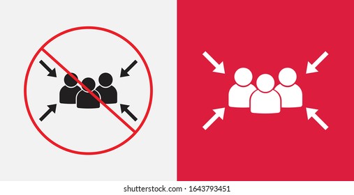 Assembly point with prohibition icon. Emergency evacuation assembly point sign vector illustration. No icon. Forbidden sign. Icons set