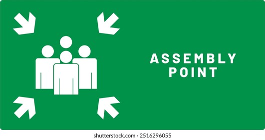 assembly point, safety sign, meeting point, muster point, evacuation sign, emergency gathering, safety symbol, group meeting, emergency point, safe zone, evacuation area, safety protocol