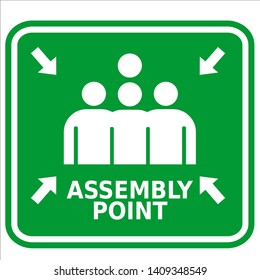assembly point, sign and sticker