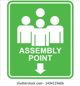 assembly point, sign and sticker