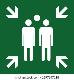 Assembly point sign symbol green vector