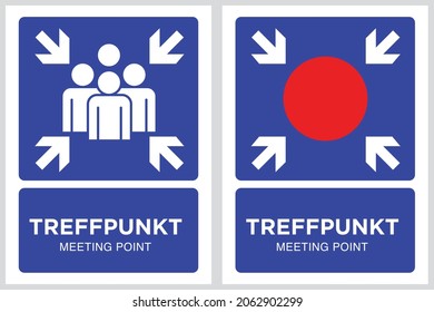 Assembly point signs symbol icon "ptreffpunkt" means meeting point in german