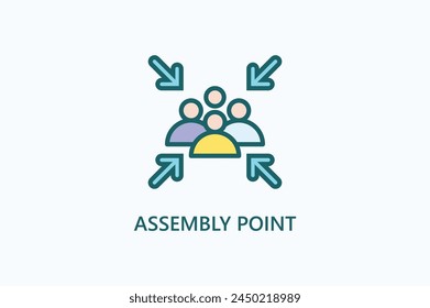 Assembly point vector, icon or logo sign symbol illustration