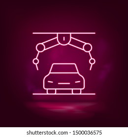 Assembly robot, automobile robot vector neon icon. Illustration isolated vector