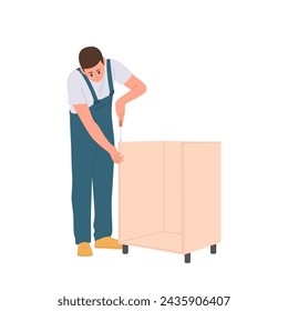 Assembly service furniture maker cartoon character using hardware making cabinet for room design