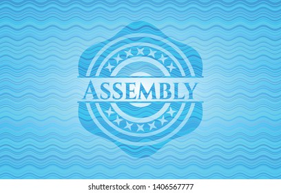 Assembly sky blue water wave emblem background. Vector Illustration. Detailed.