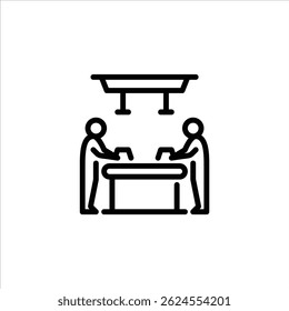 assembly worker outline icon. factory activity line art illustration.
