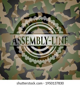 Assembly-line on camo texture. Vector Illustration. Detailed. 