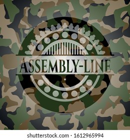 Assembly-line on camouflaged texture. Vector Illustration. Detailed.