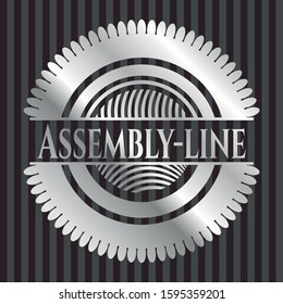 Assembly-line silvery badge or emblem. Vector Illustration. Mosaic.
