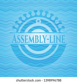 Assembly-line water wave emblem. Vector Illustration. Detailed.