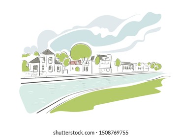 Assen Netherlands Europe vector sketch city illustration line art