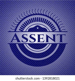 Assent badge with jean texture. Vector Illustration. Detailed.