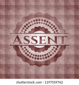 Assent red badge with geometric background. Seamless.