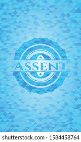 Assent sky blue emblem with triangle mosaic background