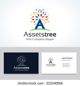 Assents Tree Logo,Tree Logo,A Letter Logo,Vector Logo Template