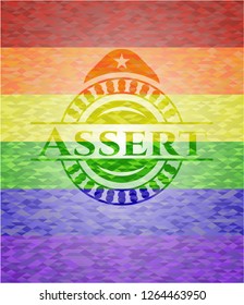 Assert on mosaic background with the colors of the LGBT flag