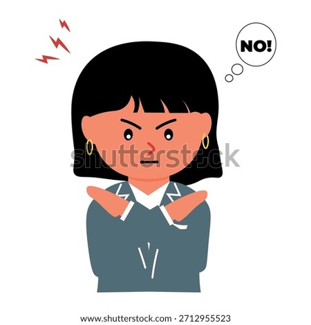 Assertive businesswoman saying no vector illustration of female office worker with crossed arms
