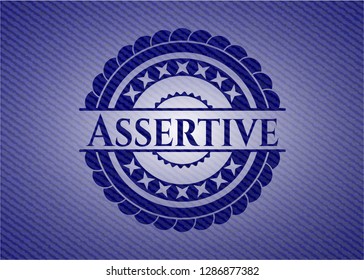 Assertive emblem with denim texture