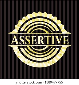Assertive golden emblem or badge. Vector Illustration. Detailed.