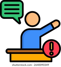 Assertive Icon Lineal Color Vector Illustration