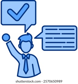 Assertive language Icon - Lineal Blue Style - People Pleaser Theme