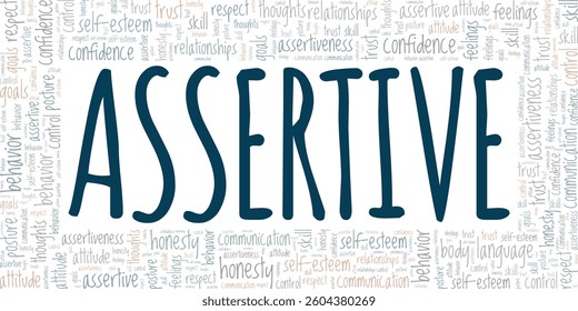 Assertive word cloud conceptual design isolated on white background.