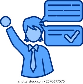 Assertiveness Icon - Lineal Blue Style - Social Anxiety Theme