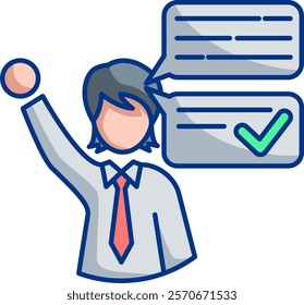 Assertiveness Icon - Lineal Color Style - Social Anxiety Theme