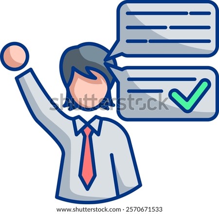 Assertiveness Icon - Lineal Color Style - Social Anxiety Theme