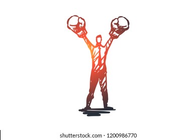 Assertiveness, success, work, competence, motivation concept. Hand drawn single-minded businessman concept sketch. Isolated vector illustration.