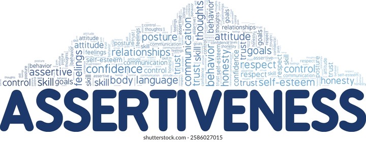 Assertiveness word cloud conceptual design isolated on white background.