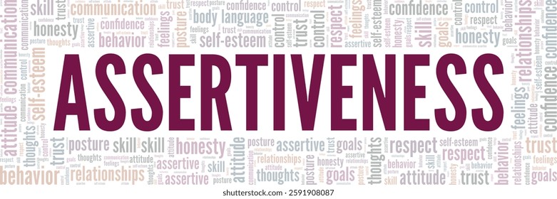 Assertiveness word cloud conceptual design isolated on white background.