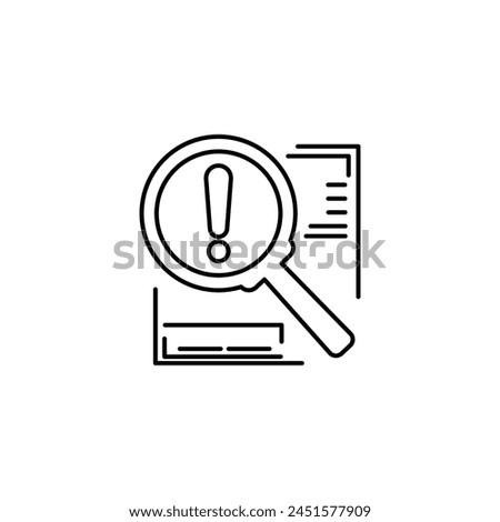 assesment for crisis audit icon with thin line page. concept of important tax statistics symbol or business procedure sign. simple linear alert doc logotype graphic web stroke design isolated on white