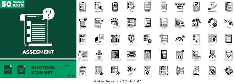 Conjunto de iconos editables de duotono de evaluación